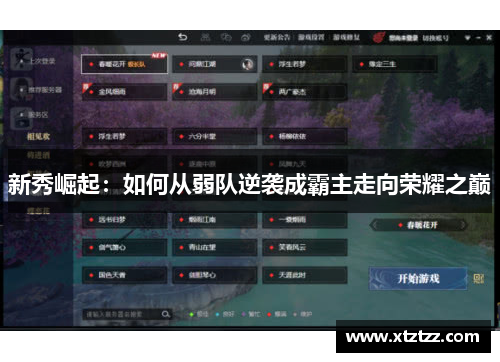 新秀崛起：如何从弱队逆袭成霸主走向荣耀之巅